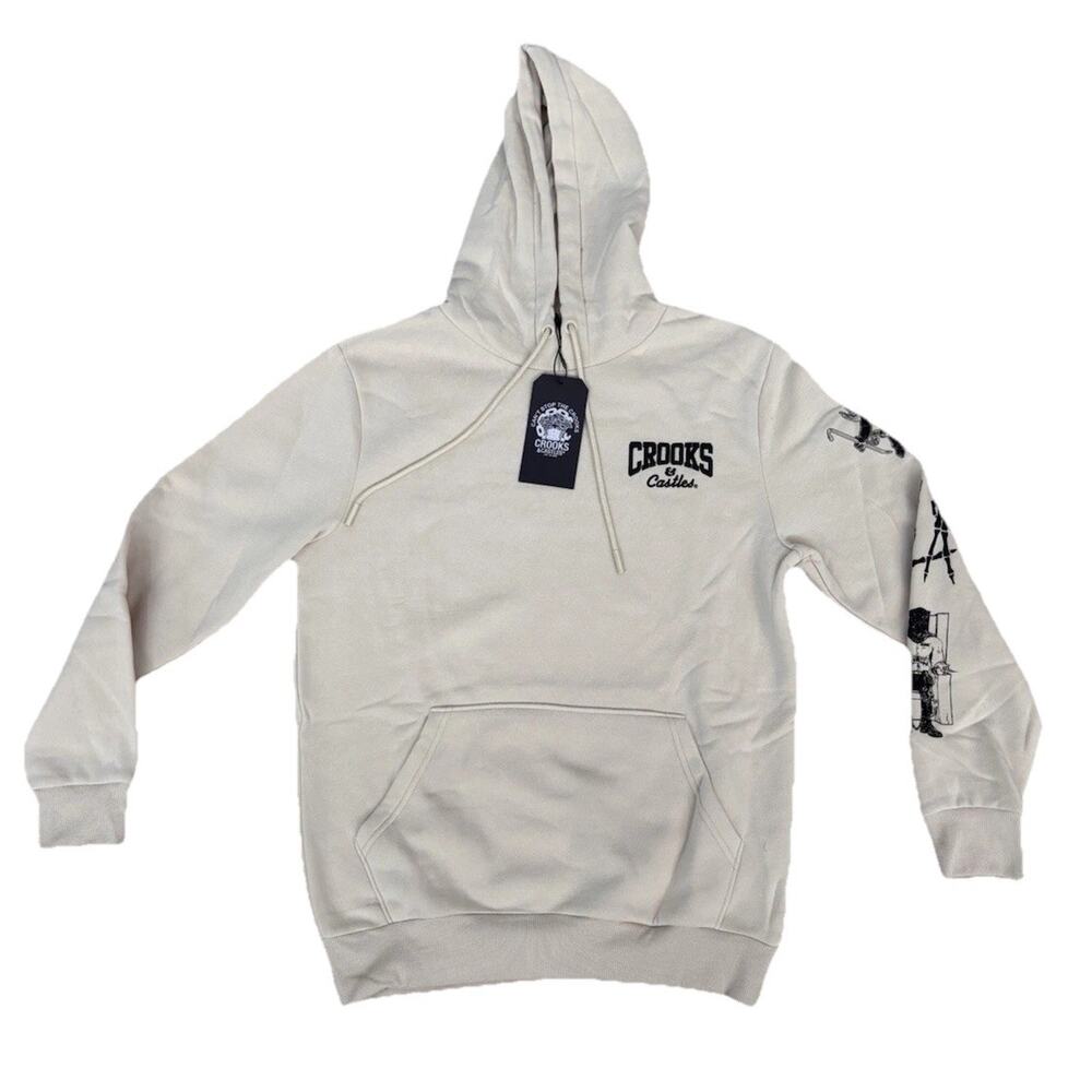 Death Row Records - Crooks & Castles Graphic Streetwear Hoodie - Cream- Sz M NWT